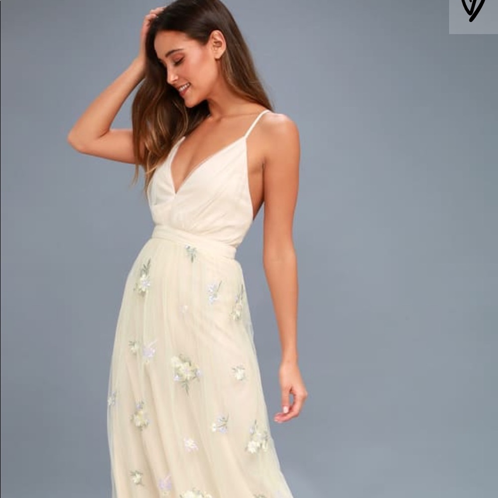 LORENZO BEIGE EMBROIDERED DRESS